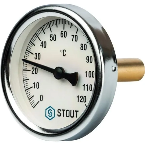 Термометр биметаллический с погружной гильзой Т 63/50 Stout